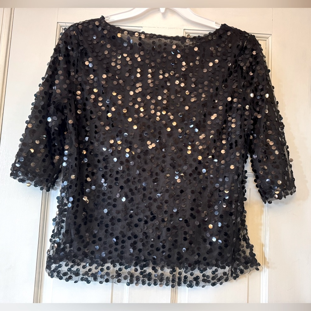 Black‎ Top with 3/4 Sleeves and Sequins
